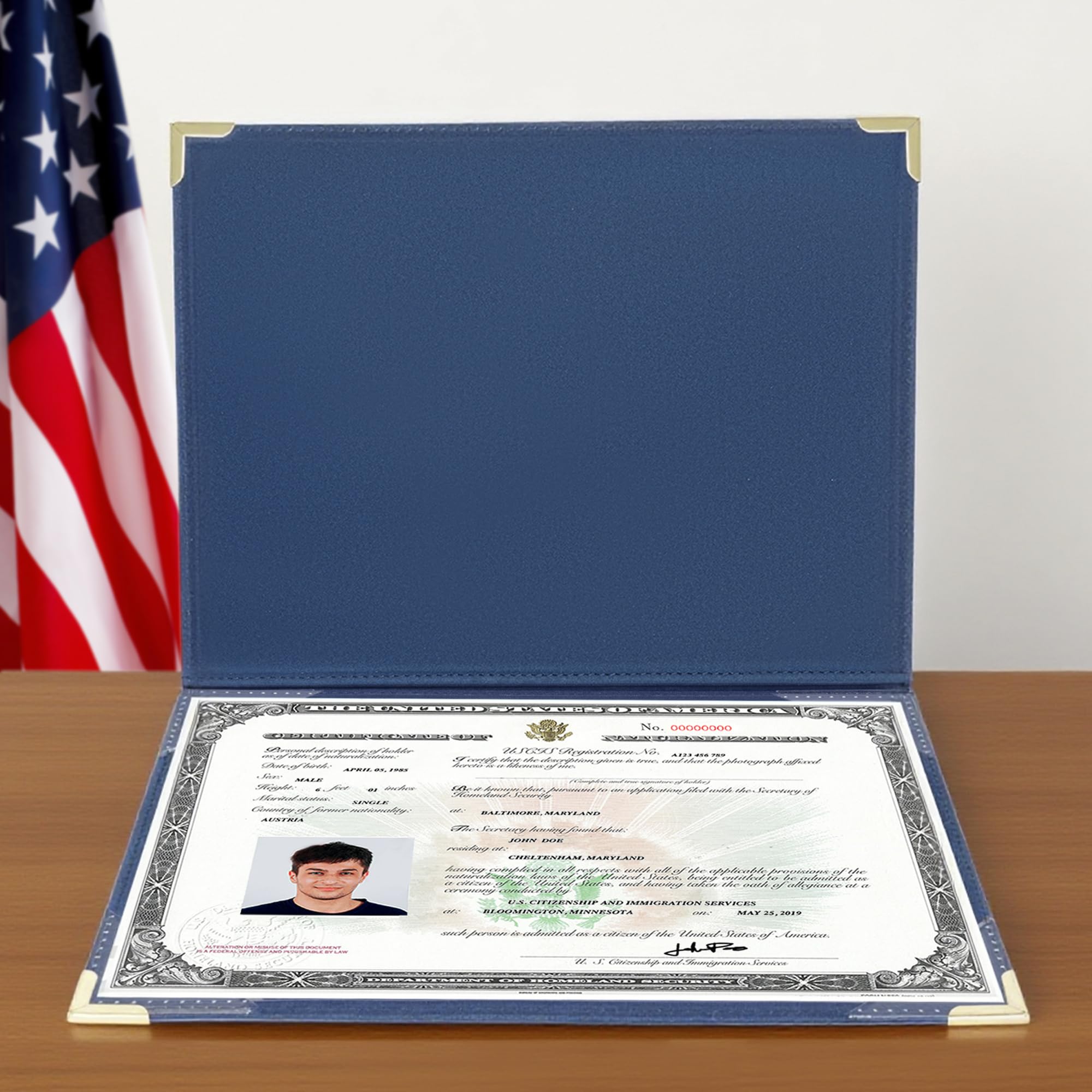 US Citizenship Certificate & Passport Holder | US Citizenship Gift Ideas | New US Citizen Gift | Naturalization Certificate Holder and RFID Passport holder w/ 3D Metal Emblem