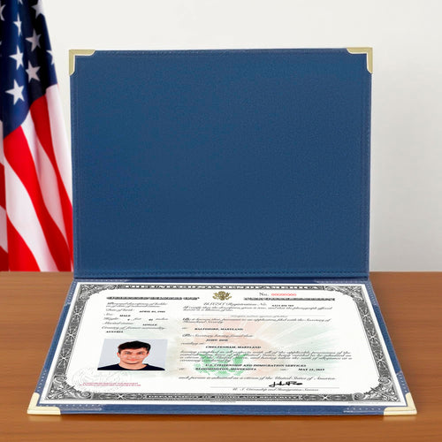 US Citizenship Certificate & Passport Holder | US Citizenship Gift Ideas | New US Citizen Gift | Naturalization Certificate Holder and RFID Passport holder w/ 3D Metal Emblem